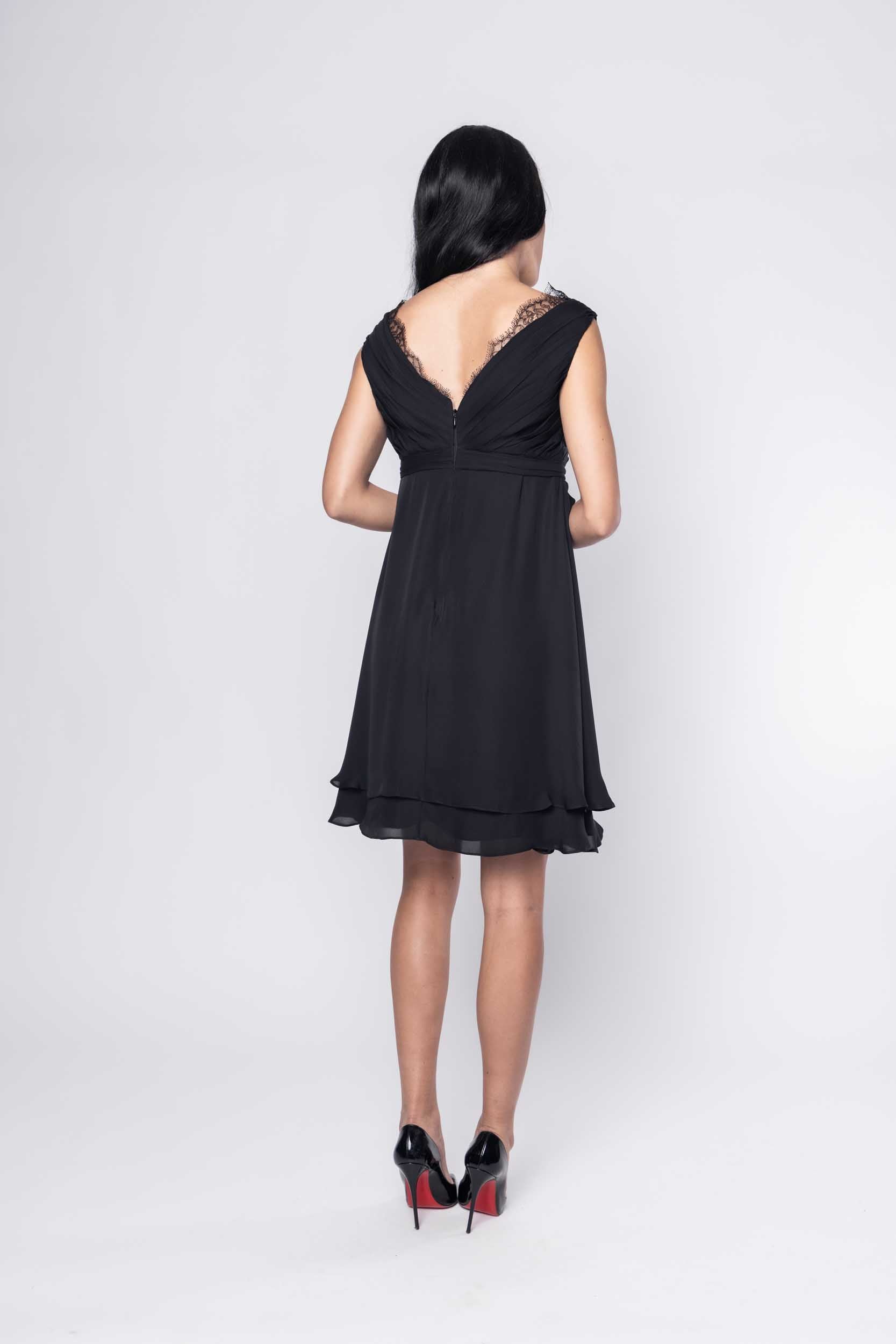 Beautiful model in Sujata Gazder black cocktail dress - back view