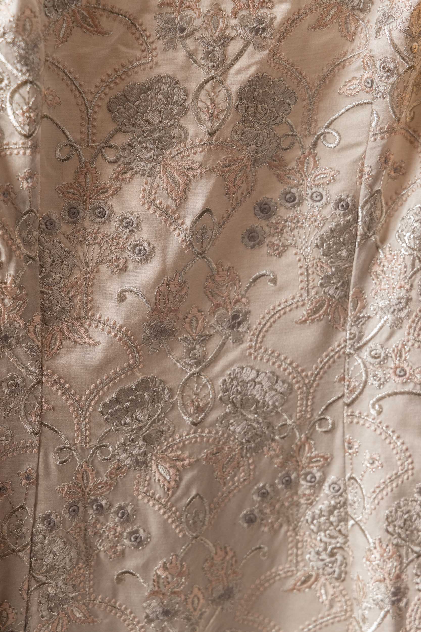 Beautiful nude embroidered fabric from a Sujata Gazder gown